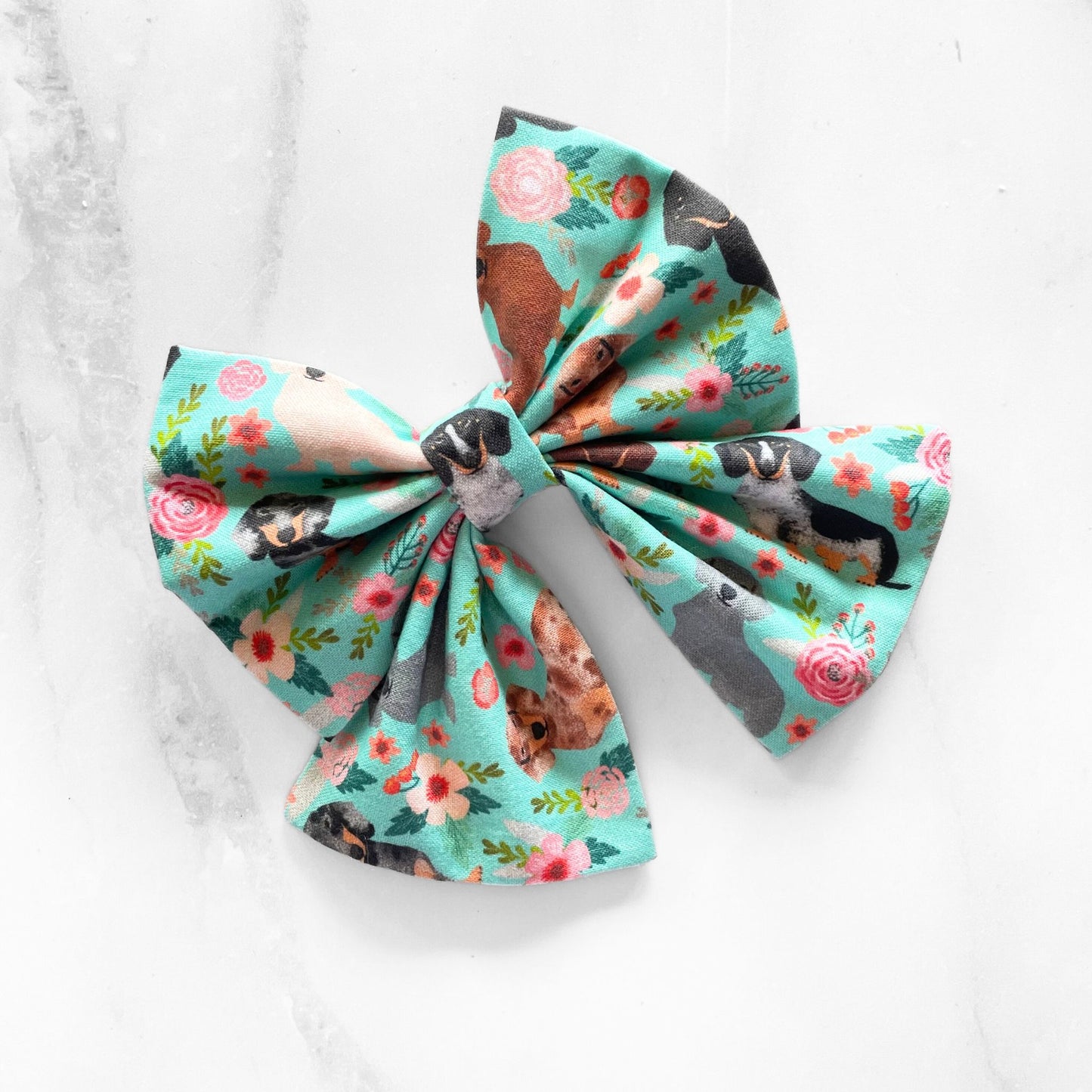 DOG SAILOR BOW | DACHSHUND FLORAL - MINT
