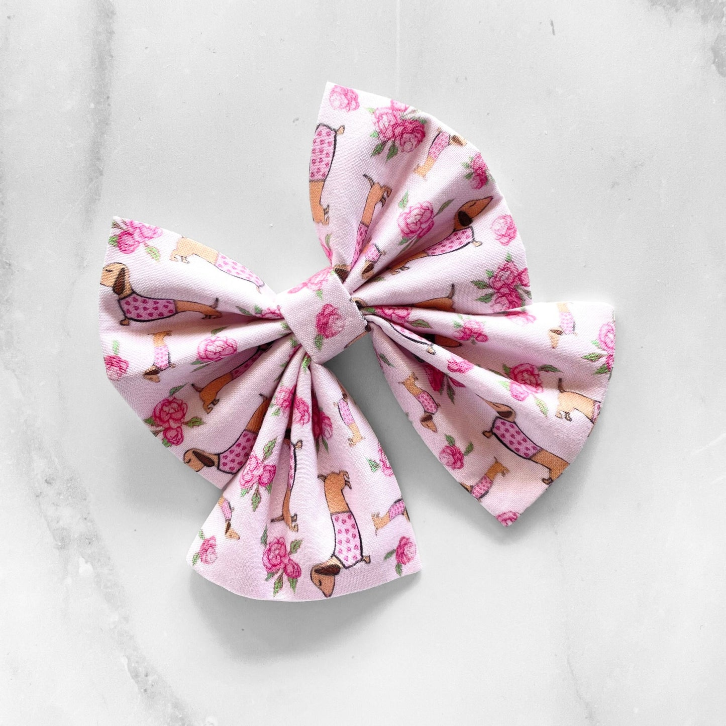 DOG SAILOR BOW | DACHSHUND FLORAL - PINK
