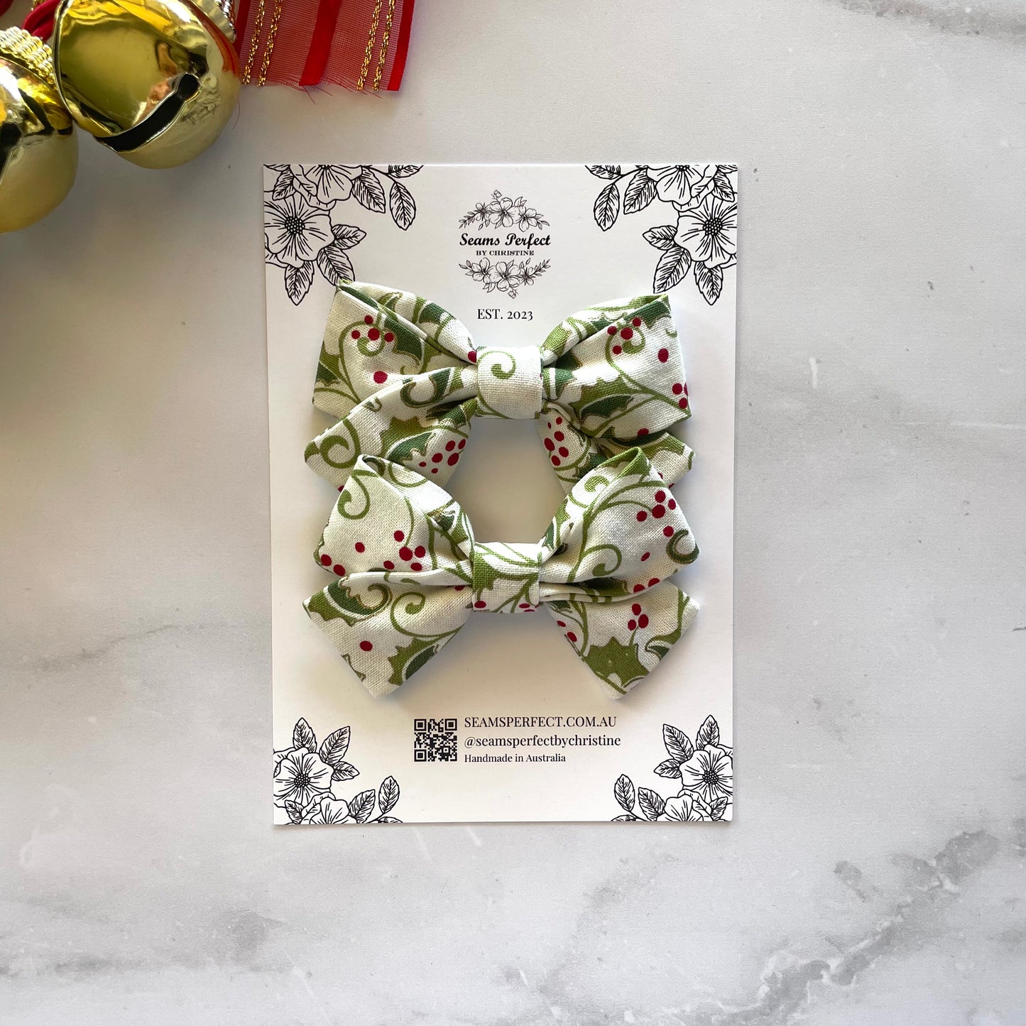 MISTLETOE MINI HAIR BOW (Pack of 2)