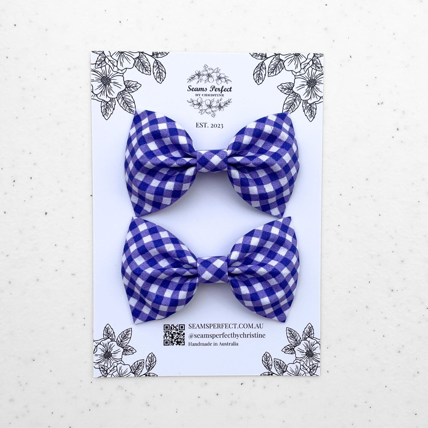 PURPLE GINGHAM MINI HAIR BOW (Pack of 2)