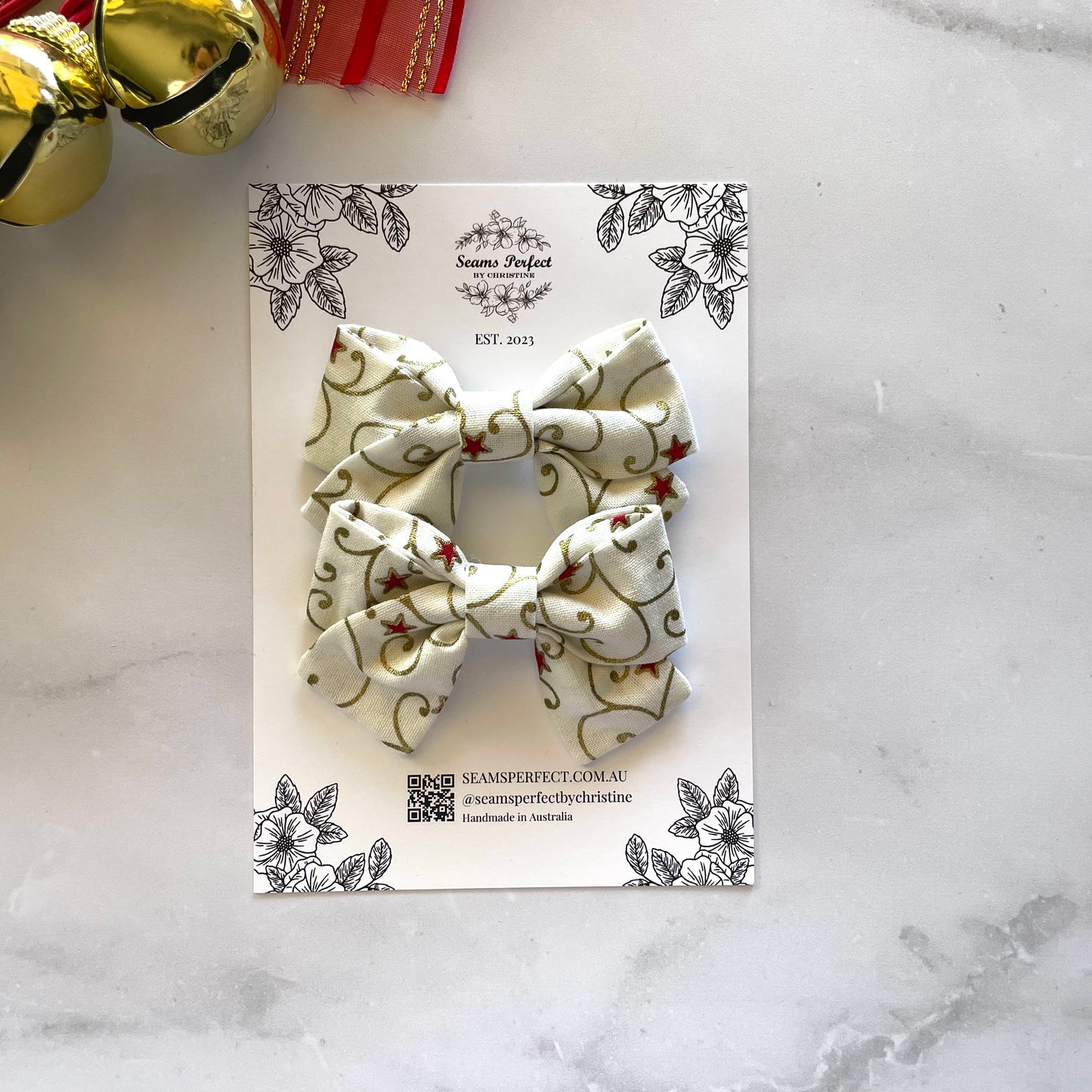 FILIGREE WHITE MINI HAIR BOW (Pack of 2)
