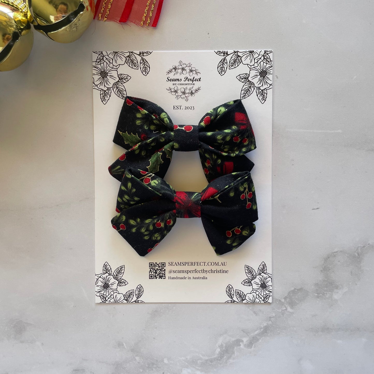 HOLLY BLACK MINI HAIR BOW (Pack of 2)