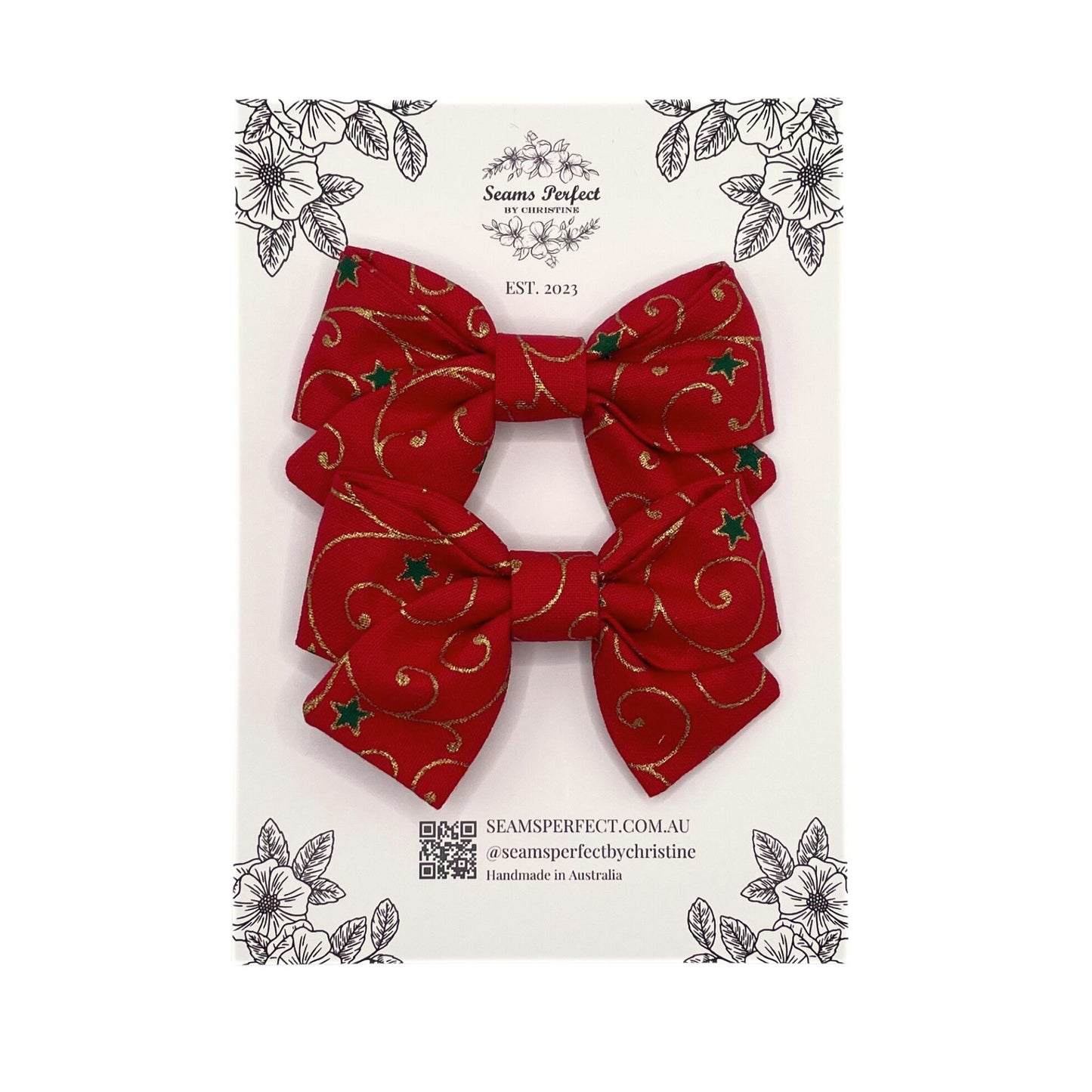 FILIGRE RED MINI HAIR BOW (Pack of 2)
