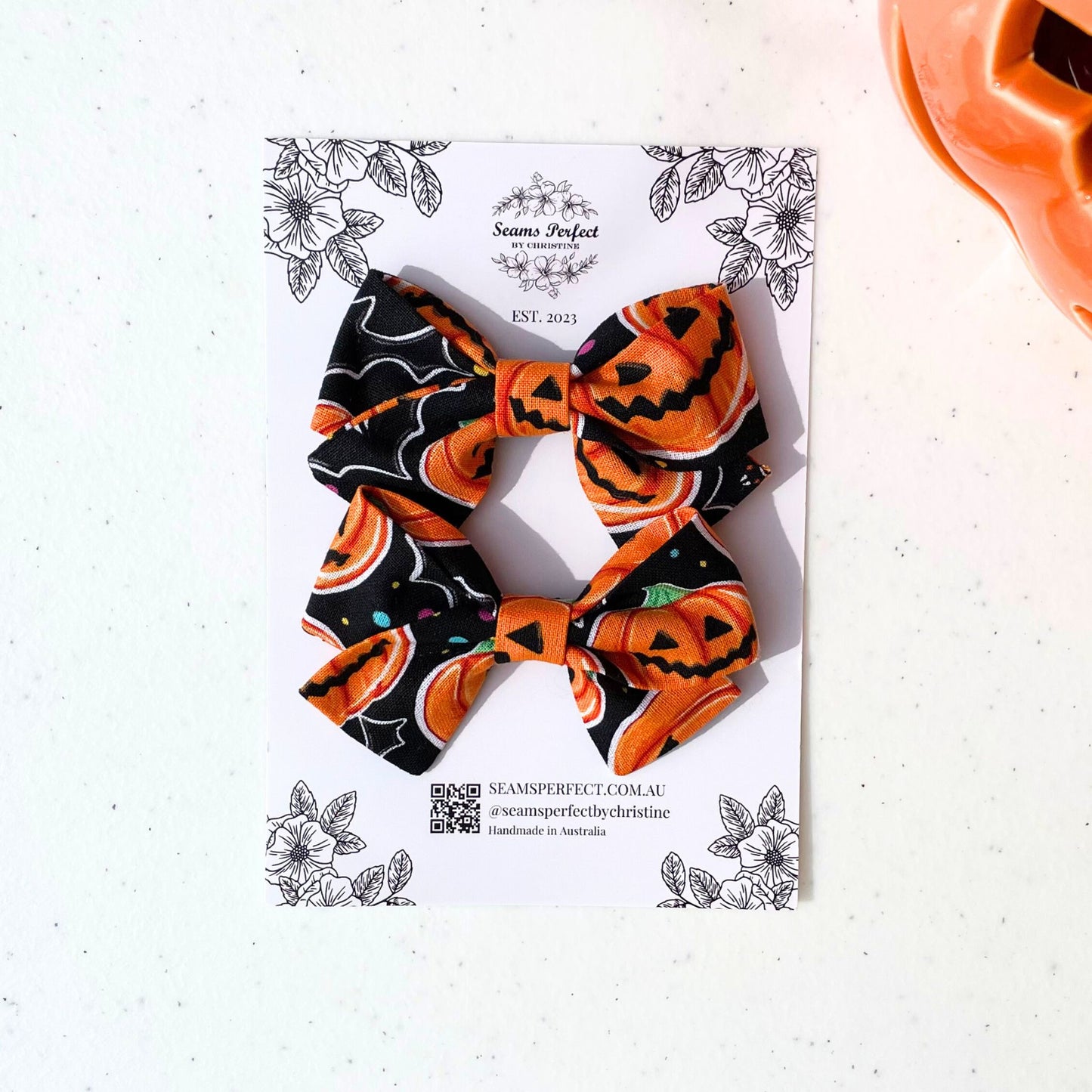 HALLOWEEN PUMPKIN PATCH HAIR BOW (Pack of 2)