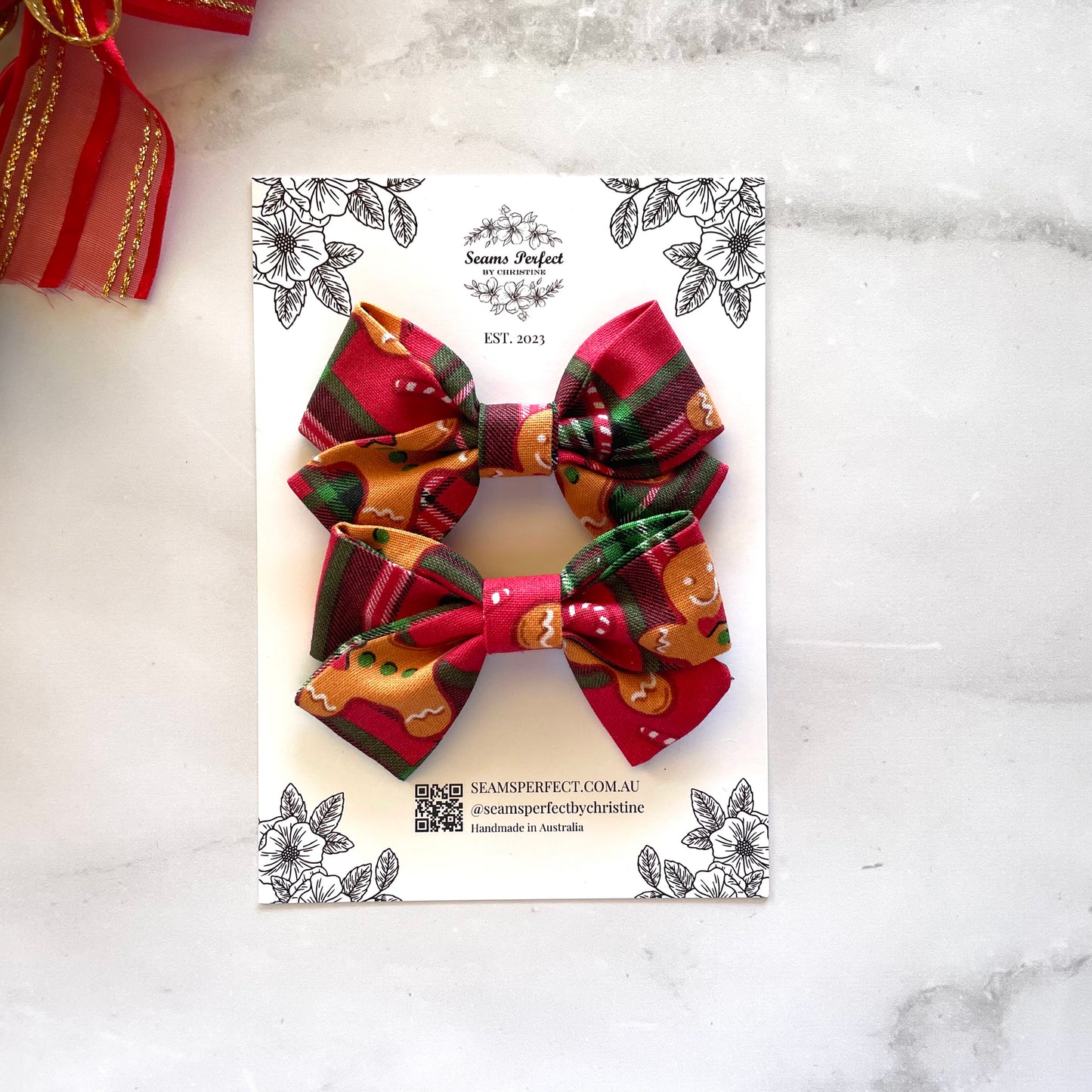 GINGERBREAD MINI HAIR BOW (Pack of 2)
