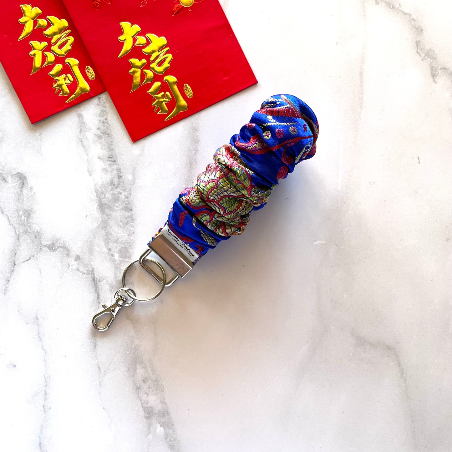 CHEONGSAM SCRUNCHIE KEYCHAIN - ROYAL BLUE