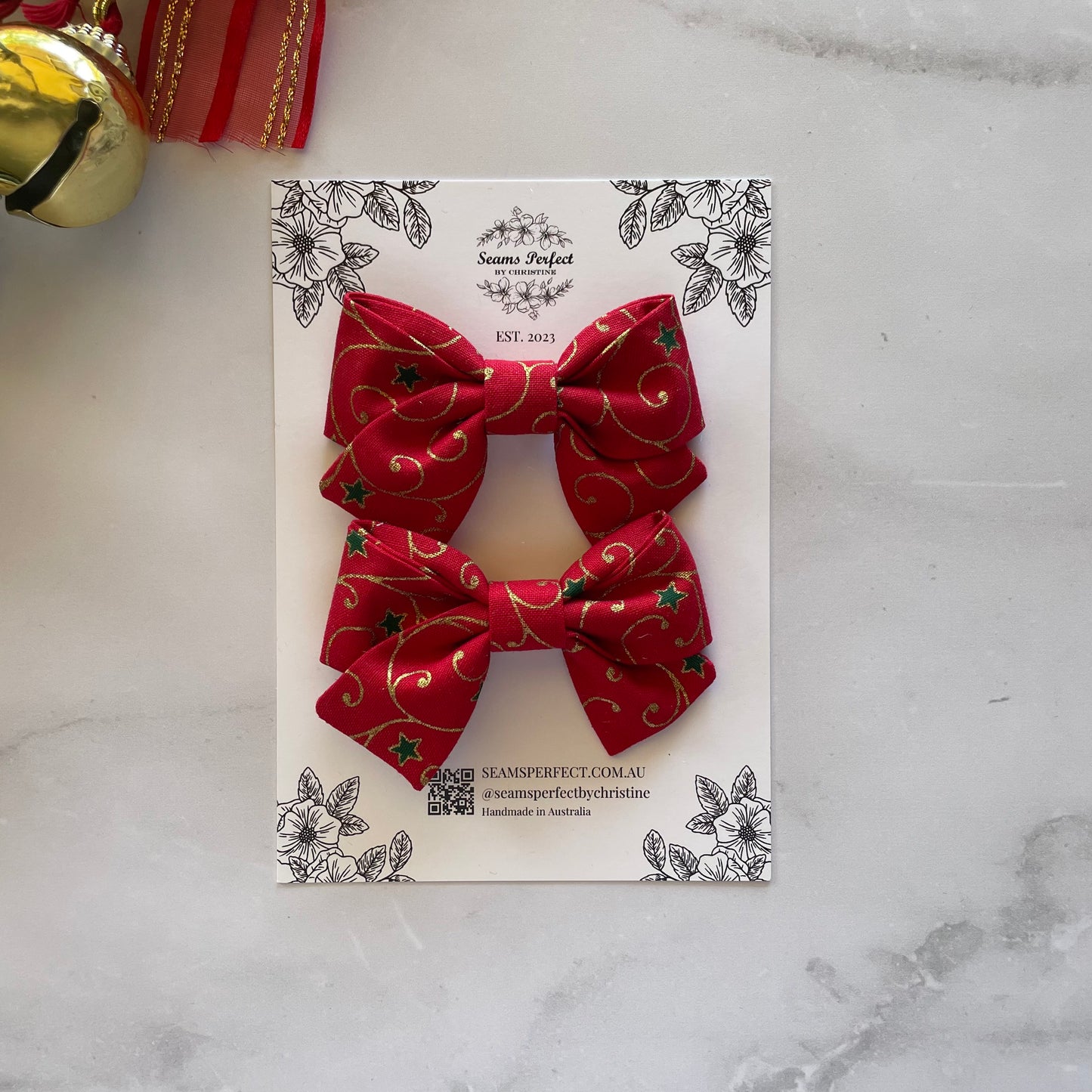 FILIGRE RED MINI HAIR BOW (Pack of 2)