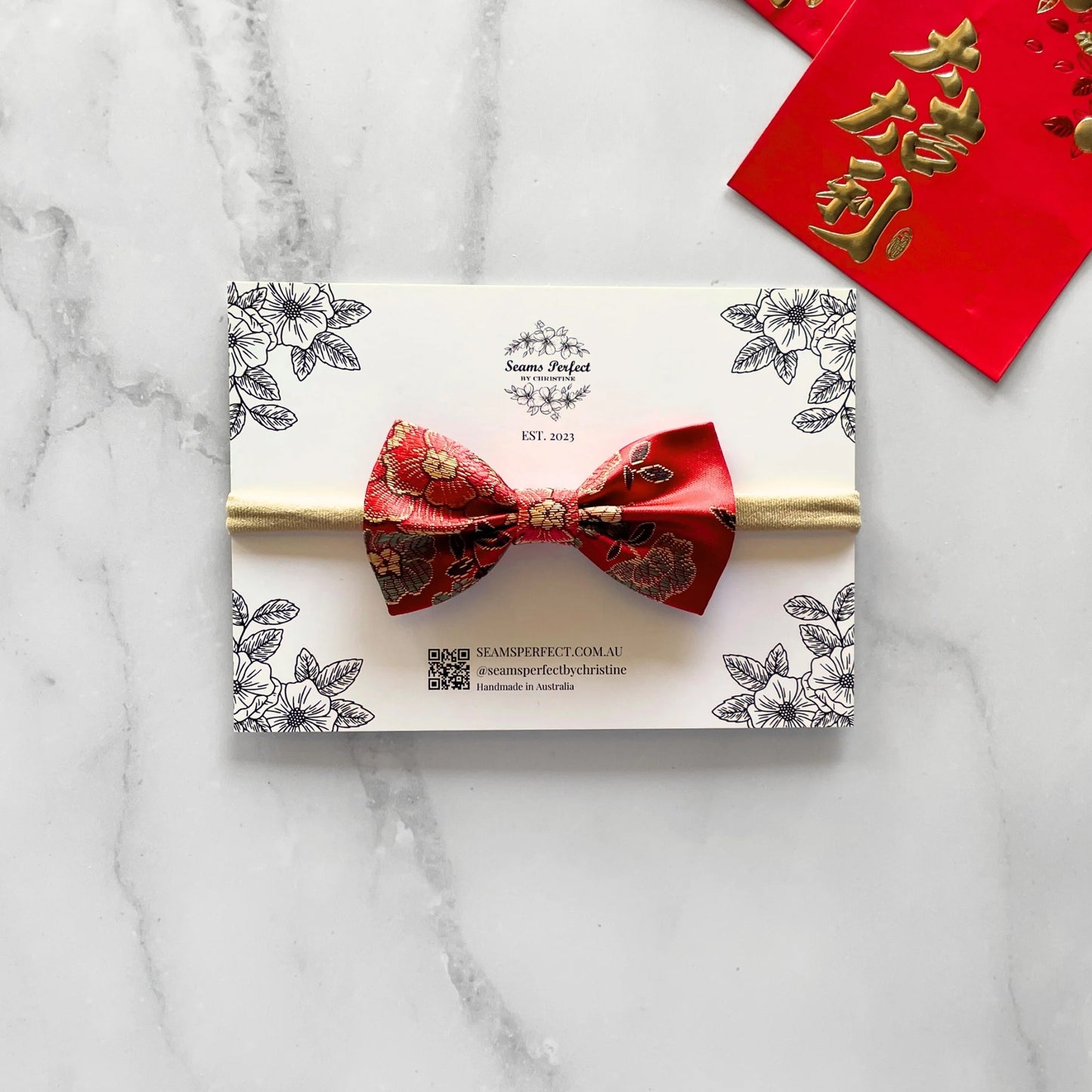 CHEONGSAM RED BABY BOW HEADBAND