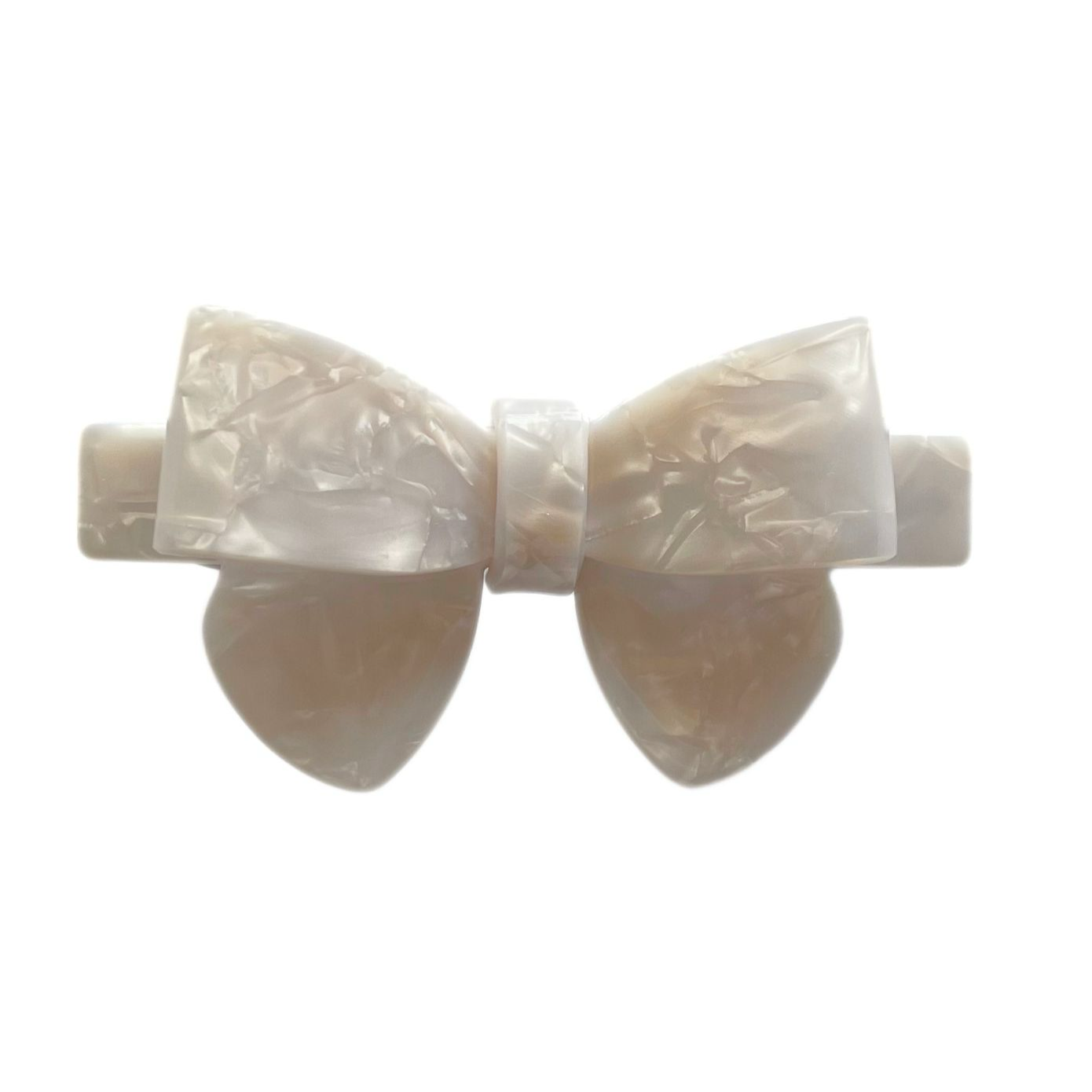 CLASSIC HAIR BOW BARRETTE - PEARL WHITE